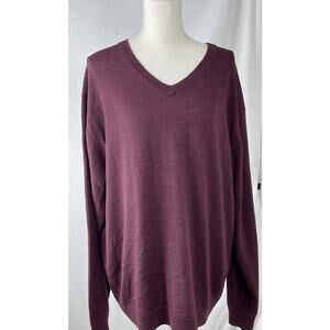 Men's Hart Schaffner Marx Extra Fine Merino Wool V-Neck Sweater Size XL